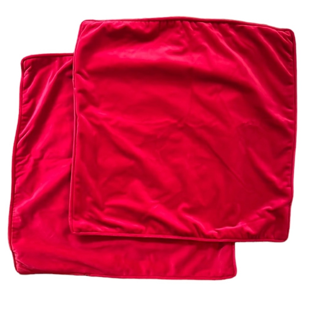 Set of 2 red throw pillow covers 20” velour